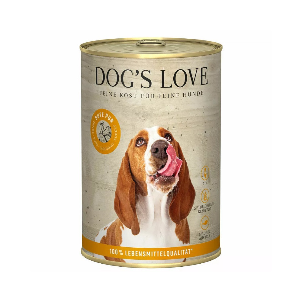 Dog´s Love Lata para Perros Puro BARF 400 Gr sabor pavo