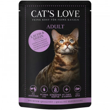 Cat´s Love Sobres en Gelatina para Gatos Adultos 85 Gr sabor salmón y pollo