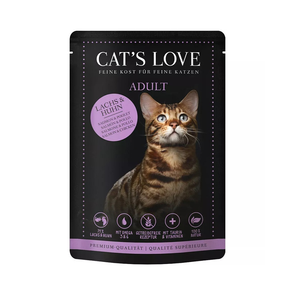 Cat´s Love Sobres en Gelatina para Gatos Adultos 85 Gr sabor salmón y pollo