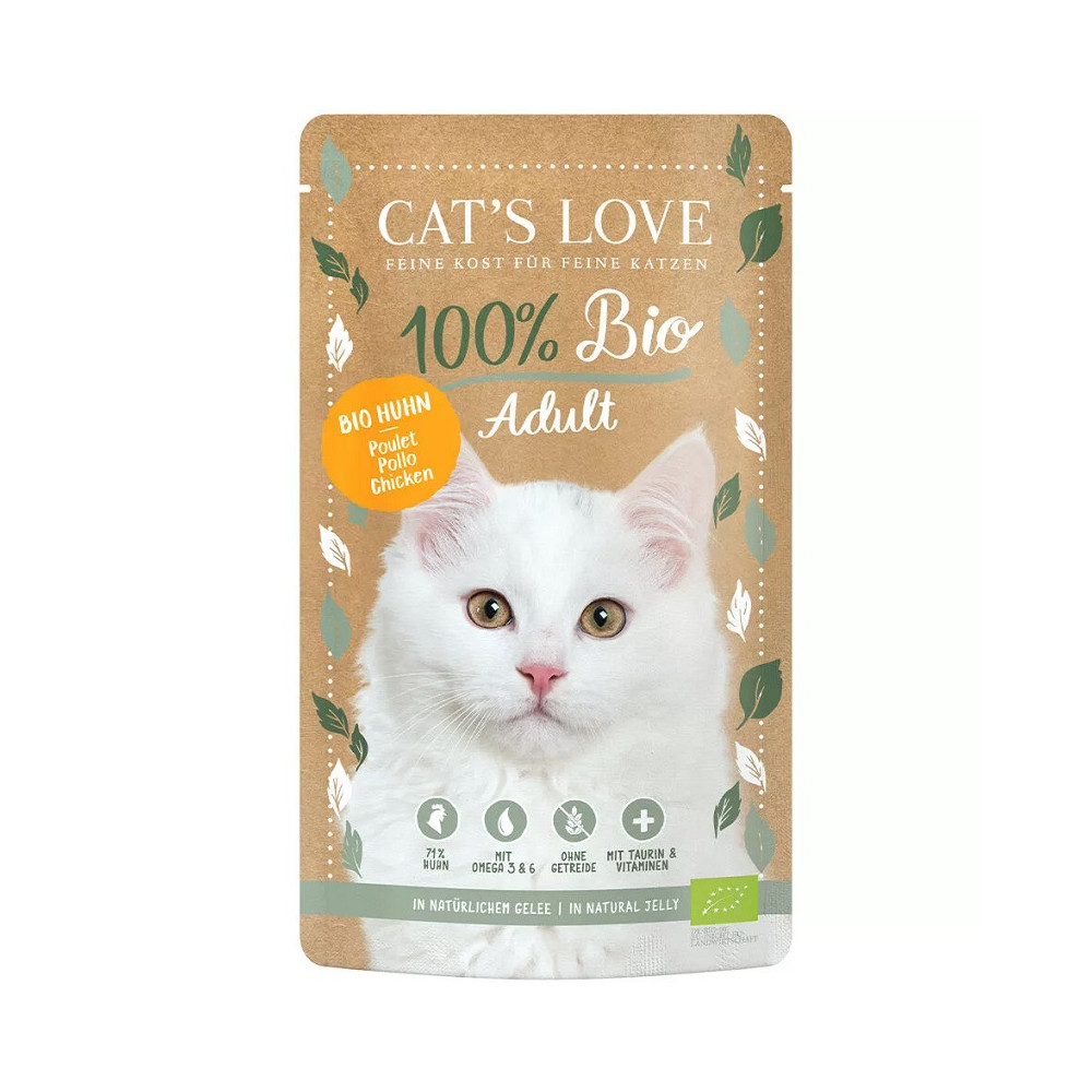 Cat´s Love Sobres en Gelatina para Gatos Adultos BIO 100 Gr sabor pollo