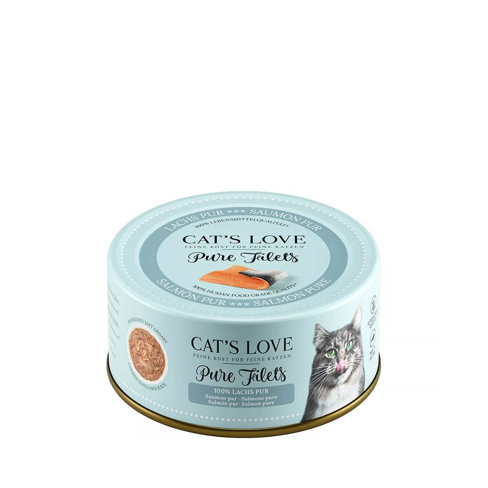 Cat´s Love Lata para Gatos Adultos con Filetes de Puro 100 Gr sabor salmón