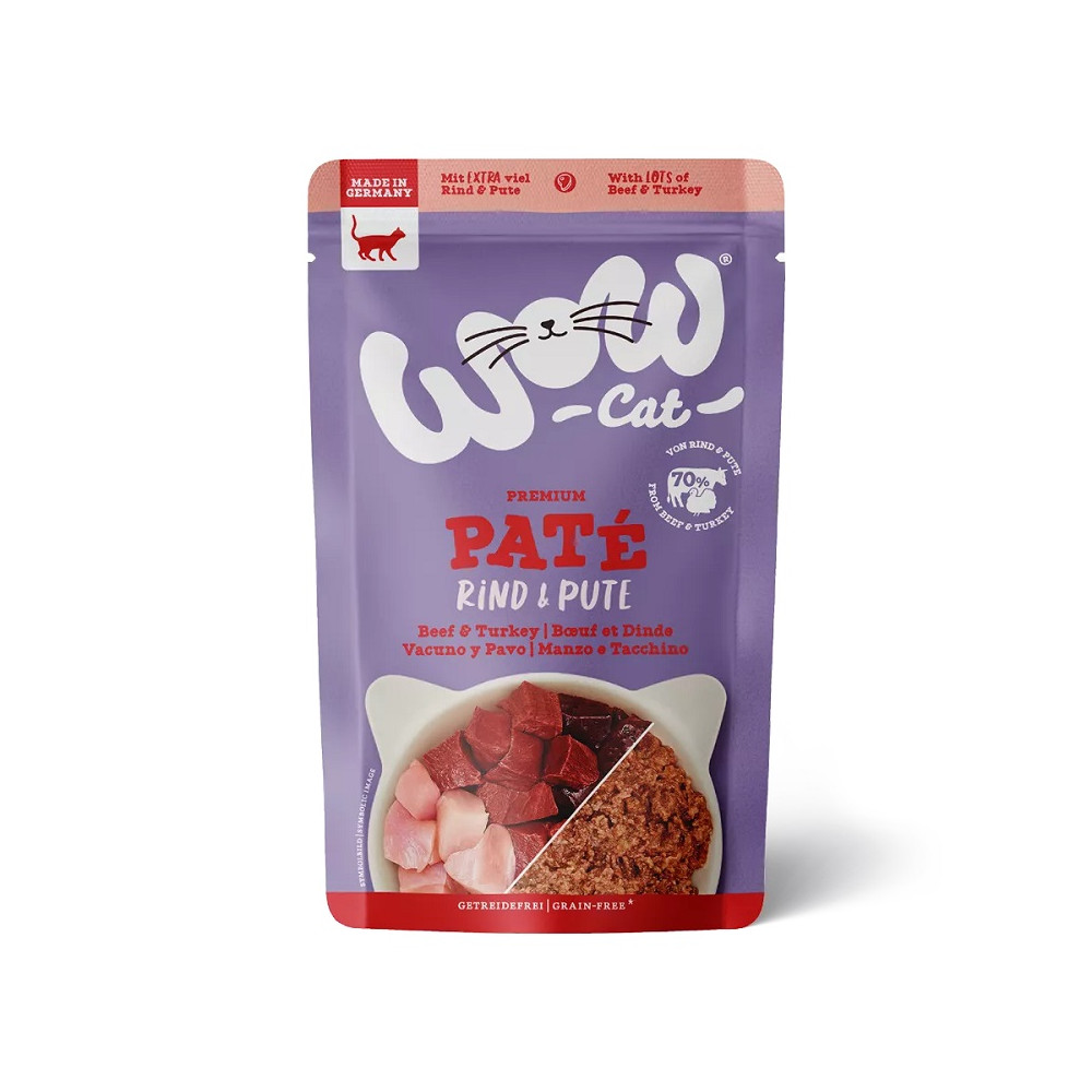 Wow Pate en Sobre de Vacuno y Pavo para Gatos