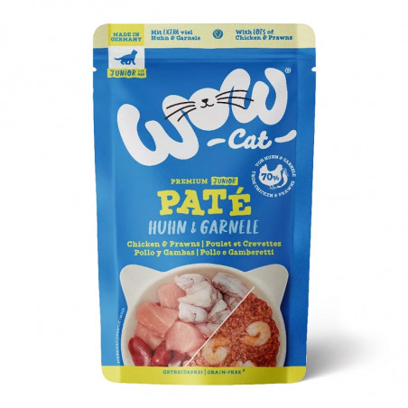 Wow Pate en Sobre de Pollo Y Gambas para Gatos Junior