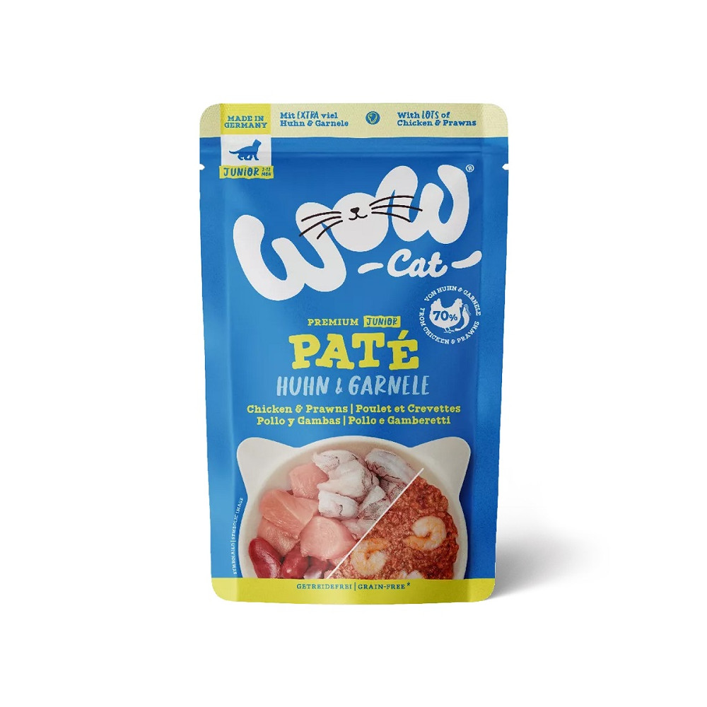 Wow Pate en Sobre de Pollo Y Gambas para Gatos Junior