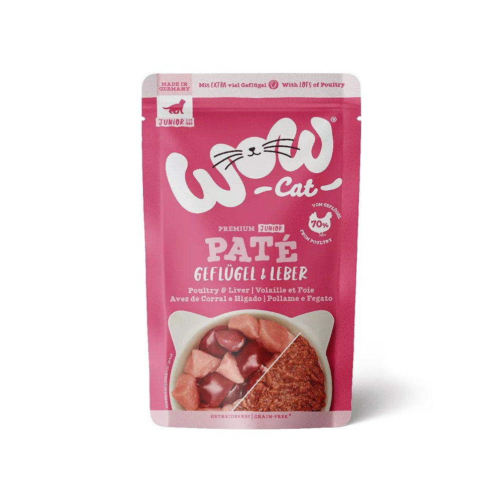 Wow Pate en Sobre de Aves de Corral e Higado para Gatos Junior