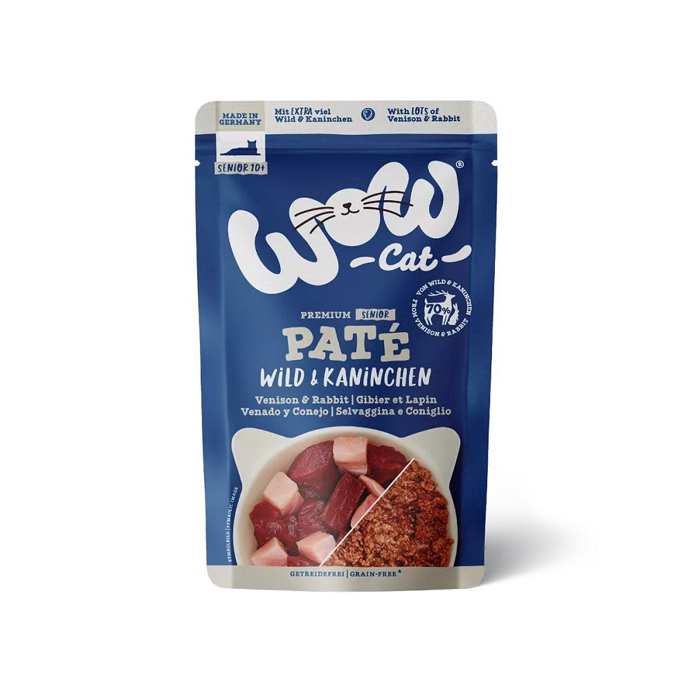 Wow Pate en Sobre de Venado y Conejo para Gatos Senior