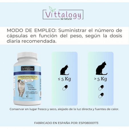 Vittalogy Condroprotector Para Gatos 120 Cápsulas