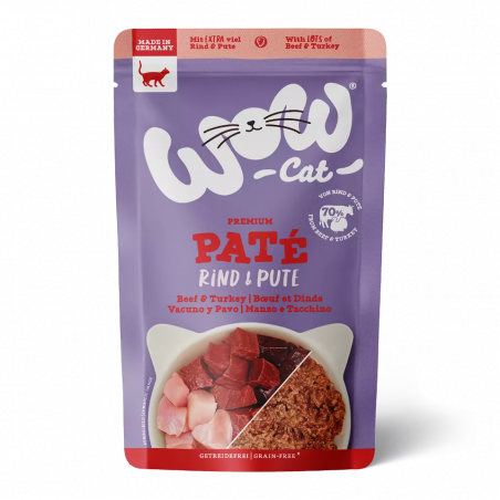 Wow Multipack Pate en Sobre para Gatos Adultos TERNERA y PAVO