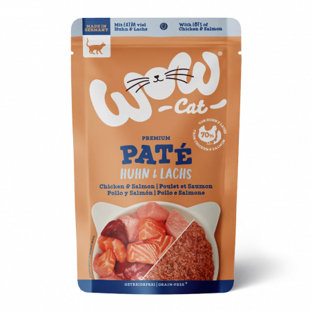 Wow Multipack Pate en Sobre para Gatos Adultos POLLO y SALMÓN