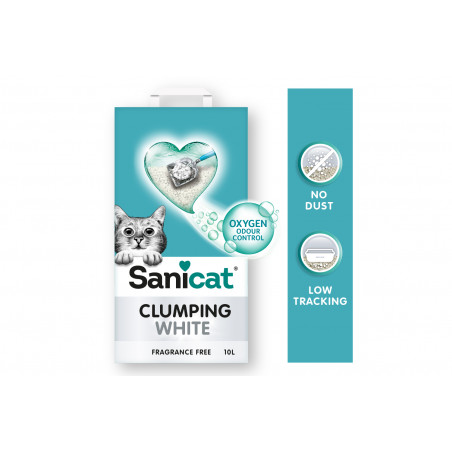 Sanicat Clumping White Arena Blanca Aglomerante Para Gatos Sin Perfume