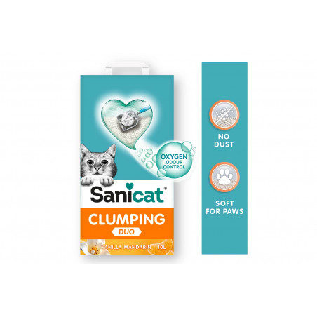 Sanicat Clumpling White Duo Arena para Gatos Aroma Vainilla y Mandarina
