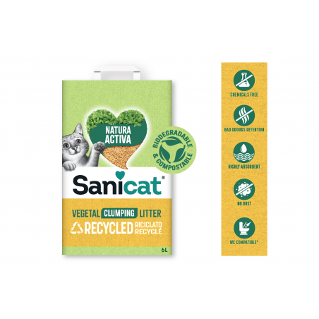 Sanicat Natura Activa Recycled Vegetal Clumping Arena Para Gatos