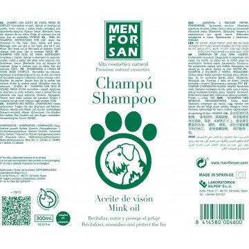 Menforsan Champú protector Aceite de Visón 300 ML ETIQUETA