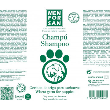Menforsan Champú Cachorros con Germen de Trigo 300 ML etiqueta