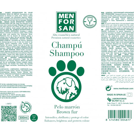 Menforsan Champú intensificador color Marrón 300 ml etiqueta