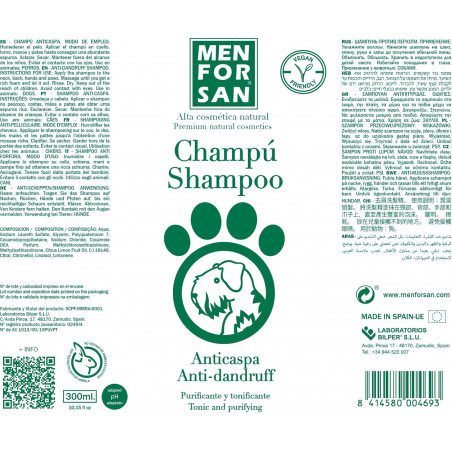 Menforsan Champú natural anticaspa con limón 300ml etiqueta!