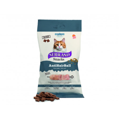 Mediterranean Serrano Snacks Para Gatos Antihairball Pollo