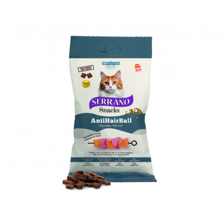 Mediterranean Serrano Snacks Para Gatos Antihairball Salmon y Atun