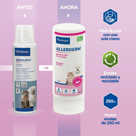 Virbac Champú para Perros y Gatos Allerderm Piel Sensible 250 ml