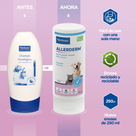 Virbac Champú para Perros y Gatos Allerderm Piel Normal 250 ml