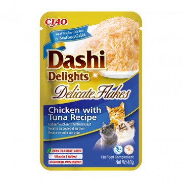 Churu Cat Dashi Delights Delicate Flakes Pollo con Atún