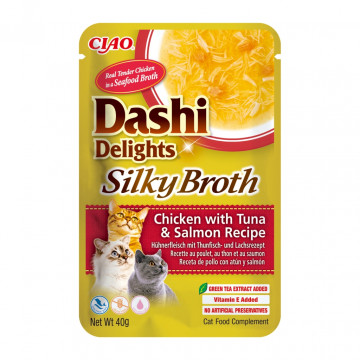 Churu Cat Dashi Delights Silky Broth Sopa de Pollo con Atún y Salmón