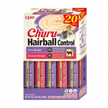 Churu Cat Hairball Control Caja Variedades Atún y Pollo 20 uds
