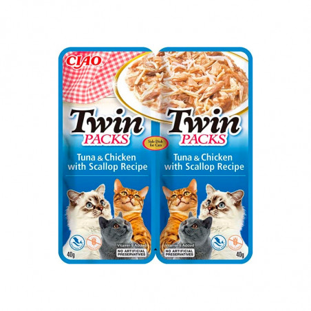 Churu Cat Twin Packs Receta de Atún y Pollo en Caldo de Vieira
