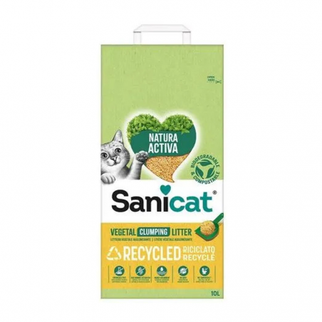 Sanicat Natura Activa Recycled Vegetal Clumping Arena Para Gatos 10 l