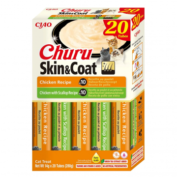 Churu Cat Skin & Coat Caja Variedades Pollo y Pollo con Vieira