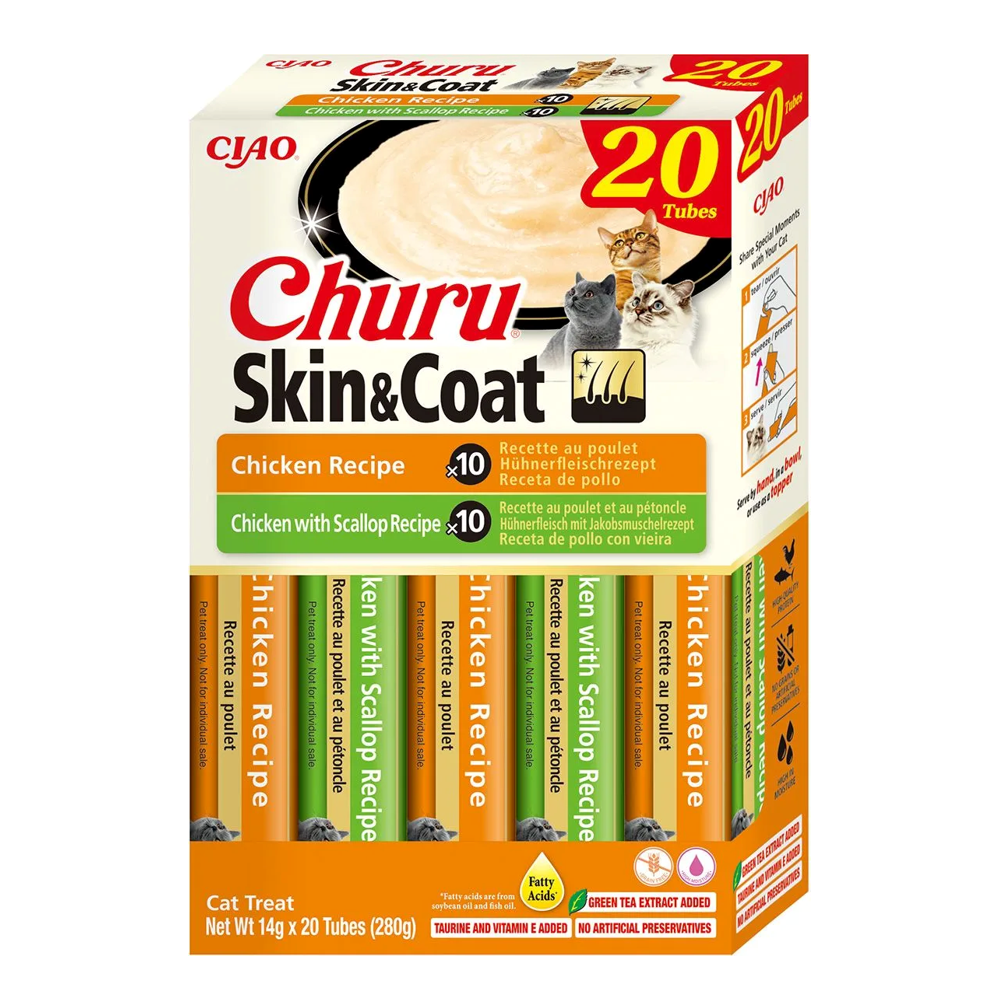 Churu Cat Skin & Coat Caja Variedades Pollo y Pollo con Vieira