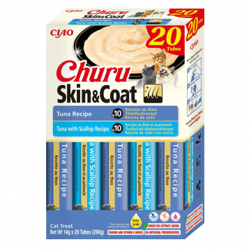 Churu Cat Skin & Coat Caja Variedades Atún y Atún con Vieira