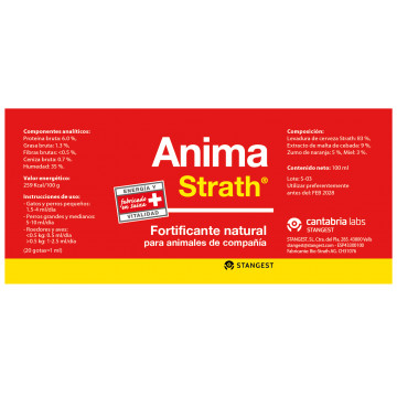 Stangest Anima Strath Fortificante Natural para Mascotas ETIQUETA