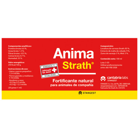 Stangest Anima Strath Fortificante Natural para Mascotas ETIQUETA