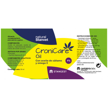 Stangest Cronicare Oil para Perros y Gatos ETIQUETA 30 ml