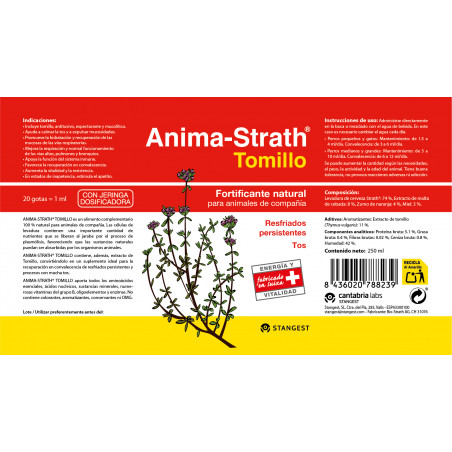Stangest Anima Strath Tomillo para Perros y Gatos ETIQUETA