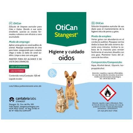 Stangest Otican Limpiador Oidos para Perros y Gatos ETIQUETA