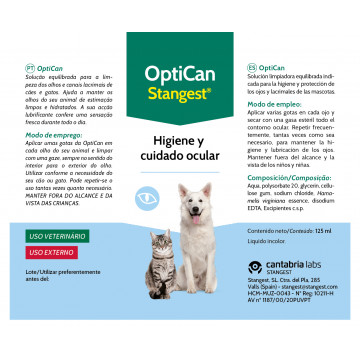 Stangest Optican Limpiador Ojos para Perros y Gatos ETIQUETA