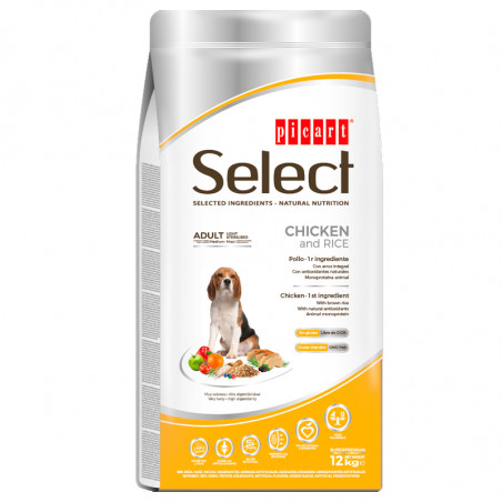 Picart Select Pienso Light-Esterilizado de Pollo y Arroz para Perros Medium Maxi 12 Kg