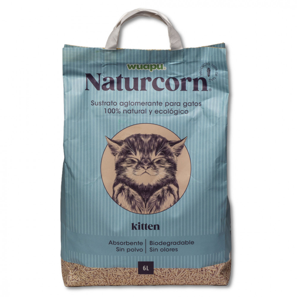 Wuapu Naturcorn Kitten Pelets Aglomerante de Maiz para Gatitos