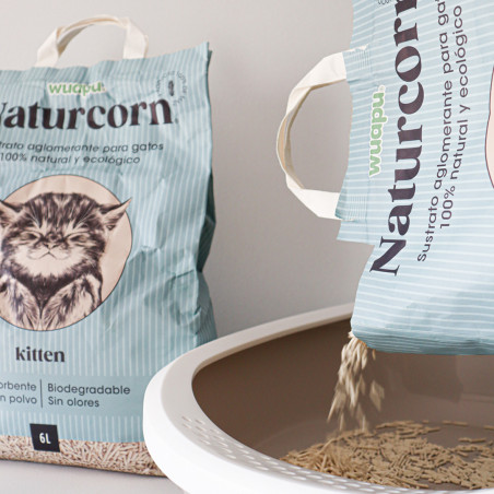 Wuapu Naturcorn Kitten Pelets Aglomerante de Maiz para Gatitos