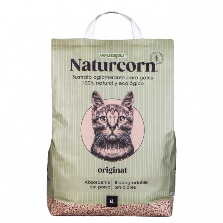 Wuapu Naturcorn Original Pelets Aglomerantes para Gatos 6 l