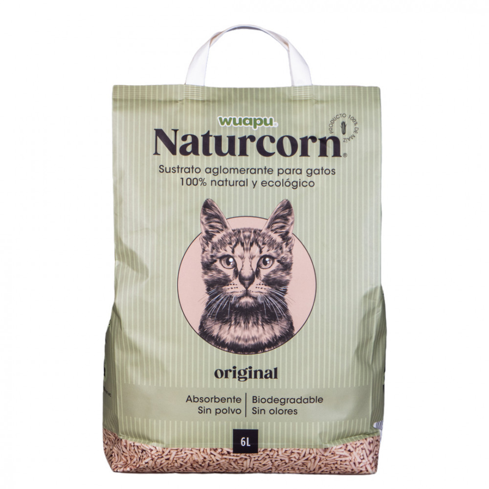 Wuapu Naturcorn Original Pelets Aglomerantes para Gatos 6 l