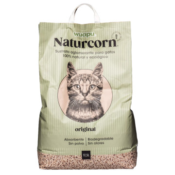 Wuapu Naturcorn Original Pelets Aglomerantes para Gatos 17,5 l