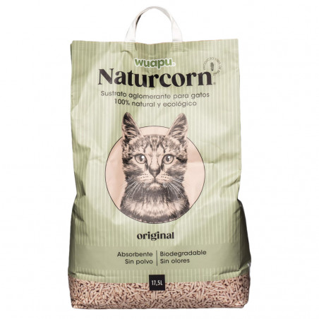 Wuapu Naturcorn Original Pelets Aglomerantes para Gatos 17,5 l