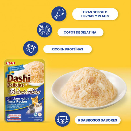 Churu Cat Dashi Delights Delicate Flakes Pollo con Atún