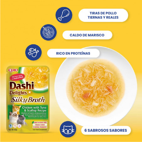Churu Cat Dashi Delights Silky Broth Sopa de Pollo con Atún y Vieira