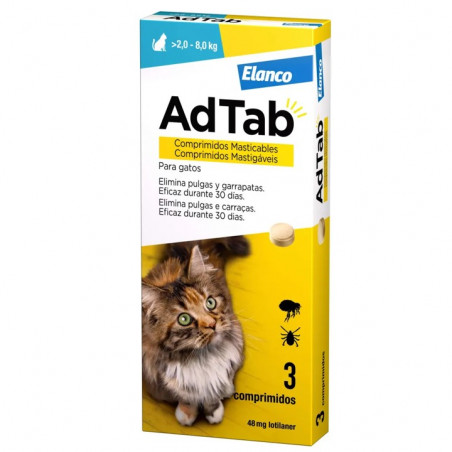 AdTab Antiparasitario 3 comprimidos masticables para gatos