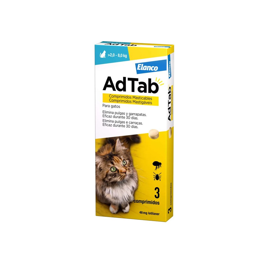 AdTab Antiparasitario 3 comprimidos masticables para gatos