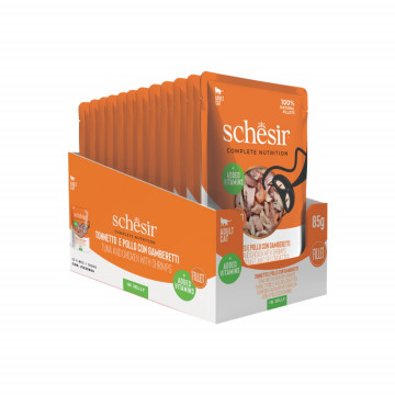 Imagen de Schesir Pouch Gato de Atún con pollo y gambas en gelatina